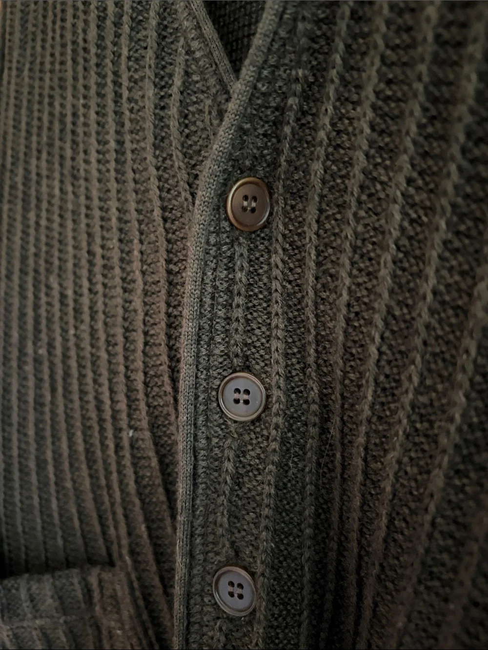 Barneys New York Dark Brown Ribbed Button Cardigan Vest